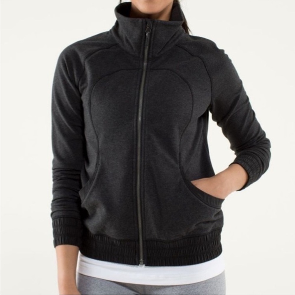 Lululemon Blissed Out Jacket Dark Gray Black Womens Size 10